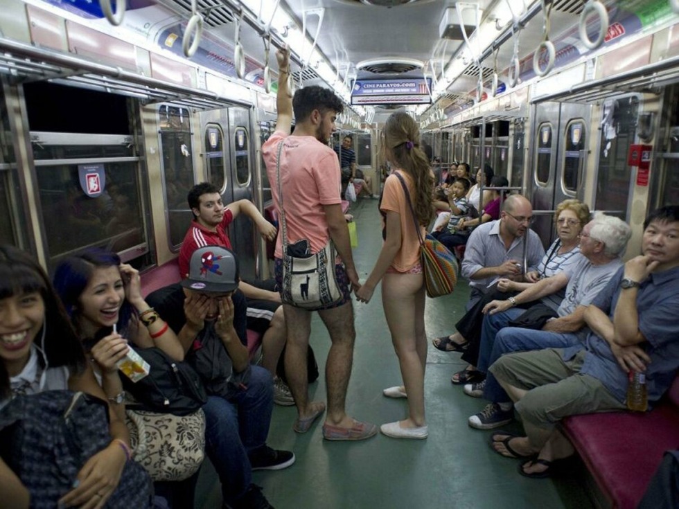 Japanese naked in the subway