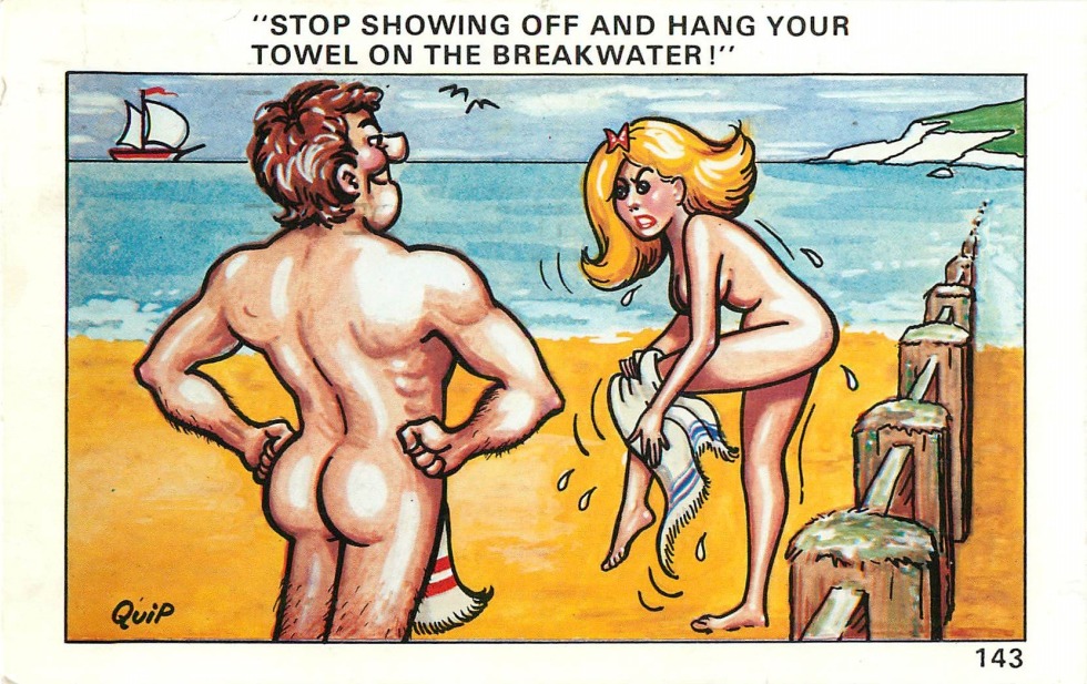 Erotic caricatures on the beach