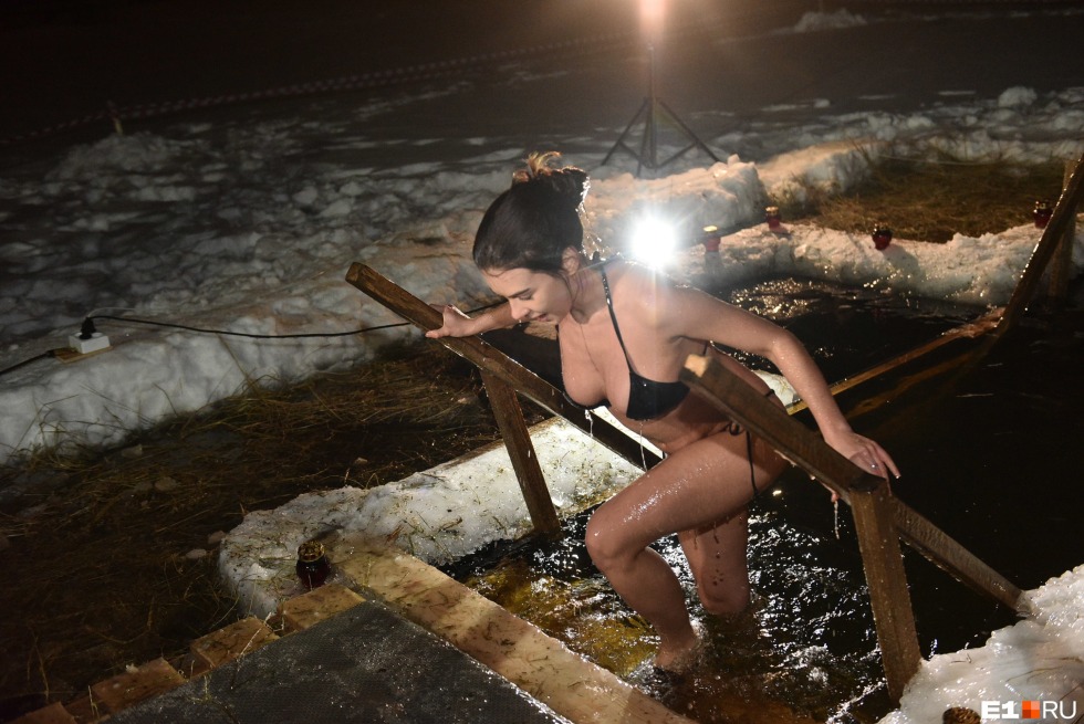 Baptism swimming of the girl