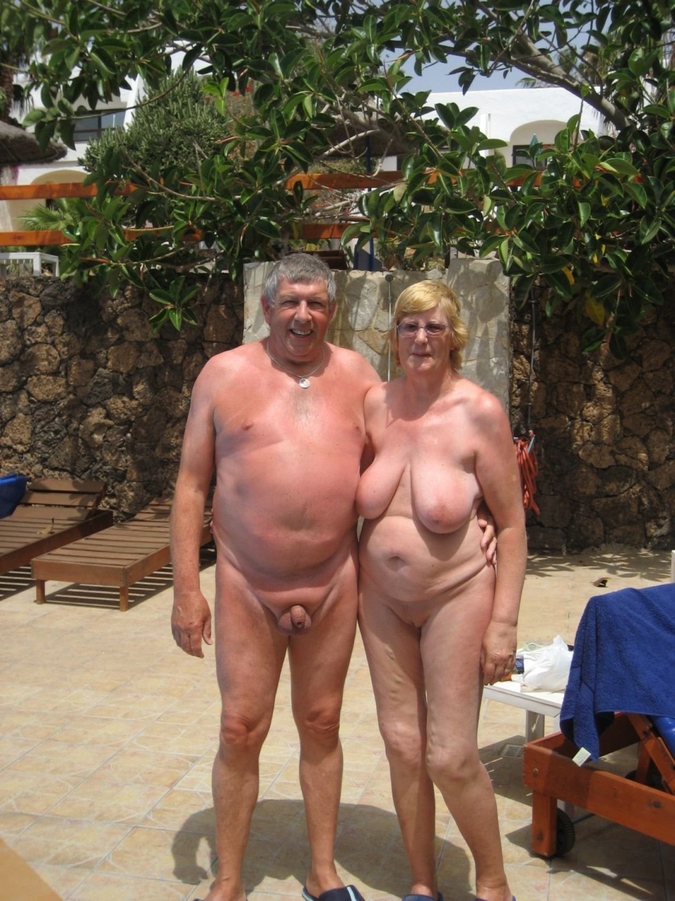 Naked old women on the beach