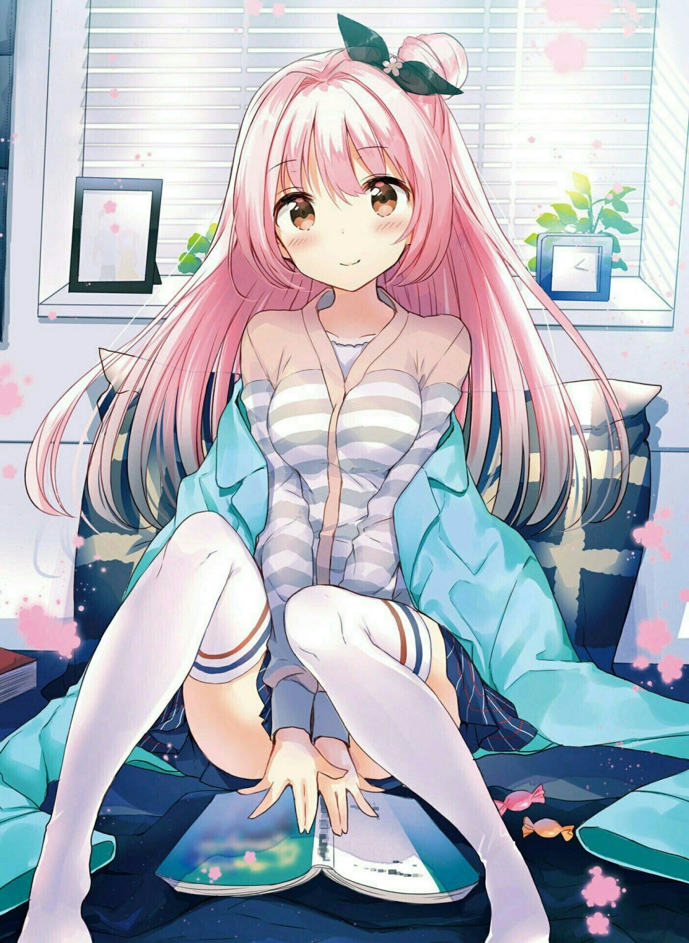 Mature Asian with pink hair