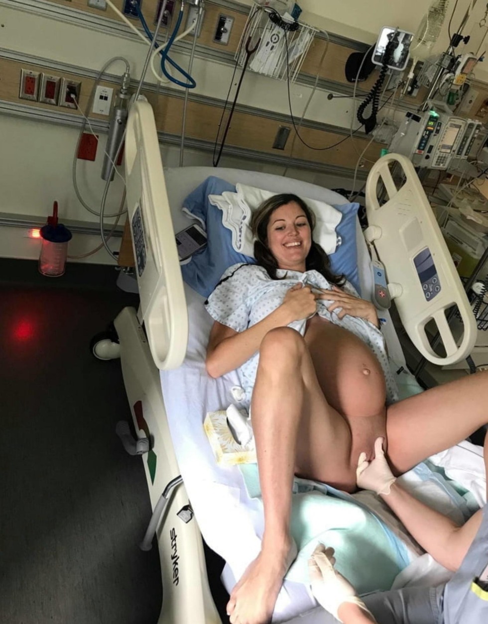 Naked women in maternity