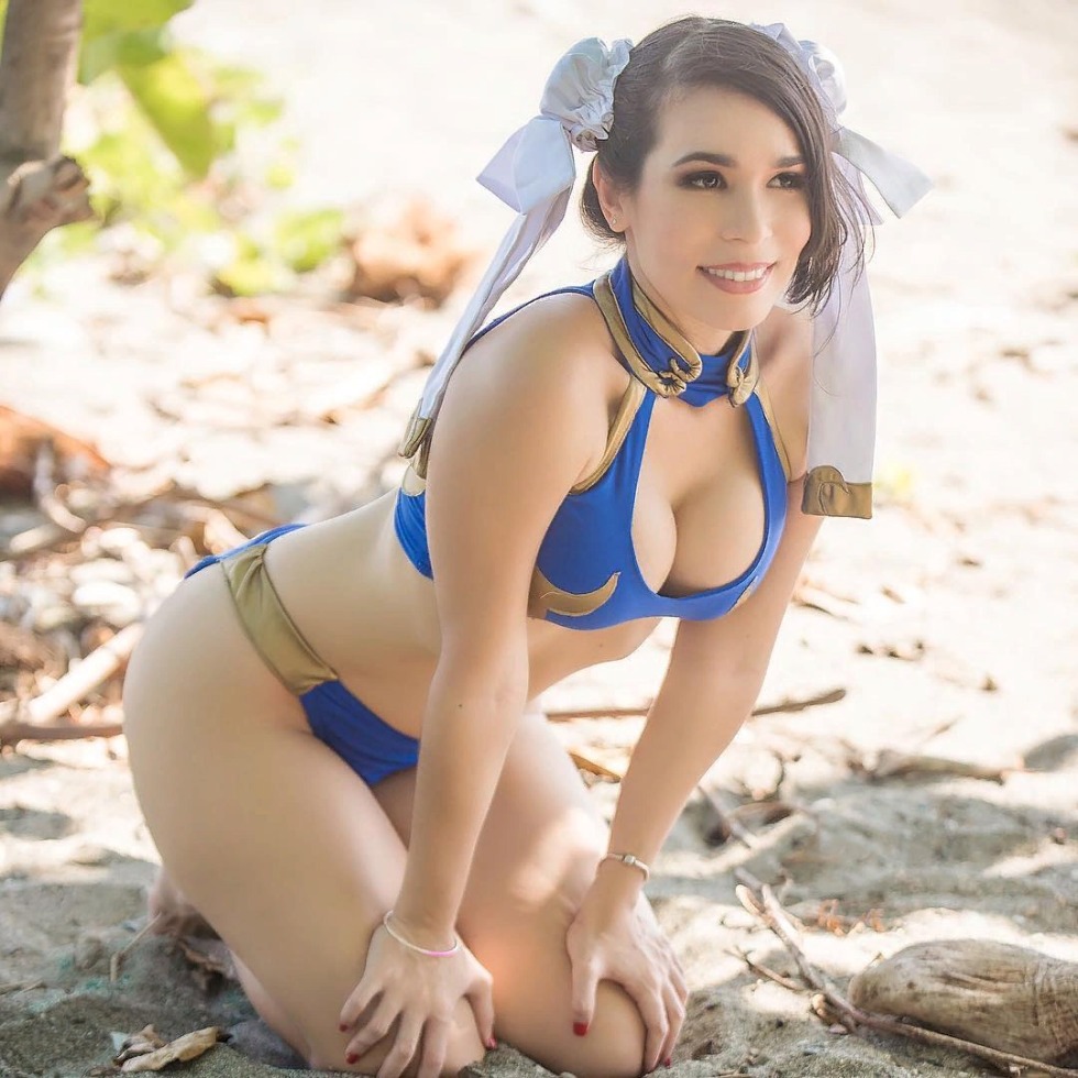 Anime girls cosplay in a swimsuit