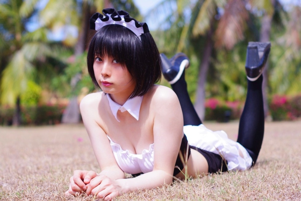 Japanese cosplay in a swimsuit