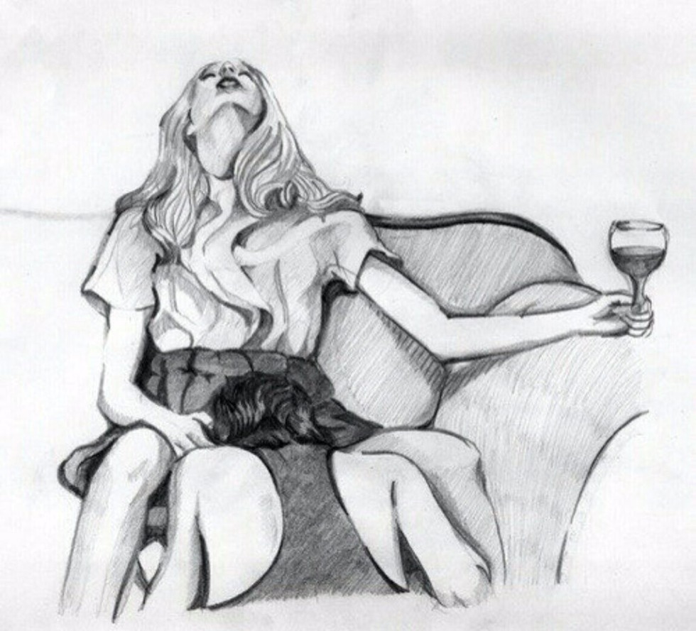 Cunnilingus sketch in a pencil