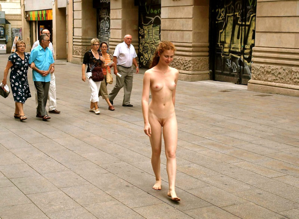 Naked women's butt on the street