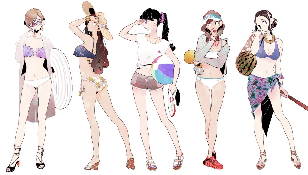 Anime girls giants in a swimsuit