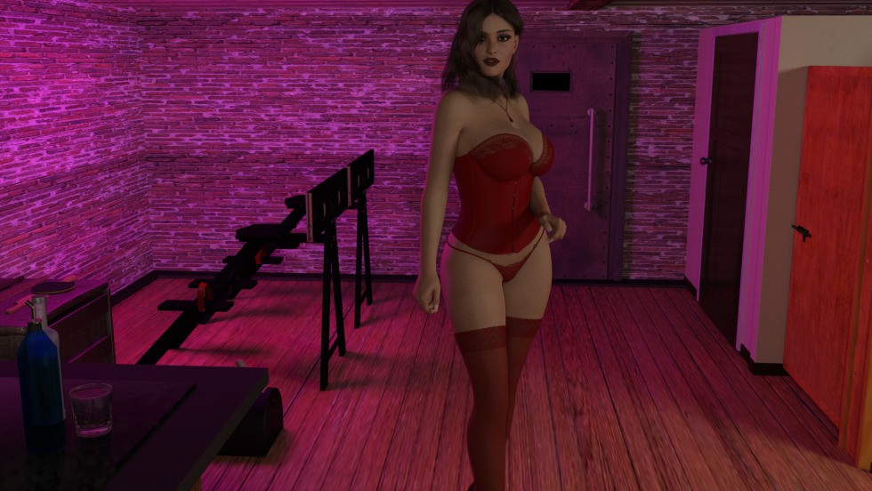 Showed tits in a cafe