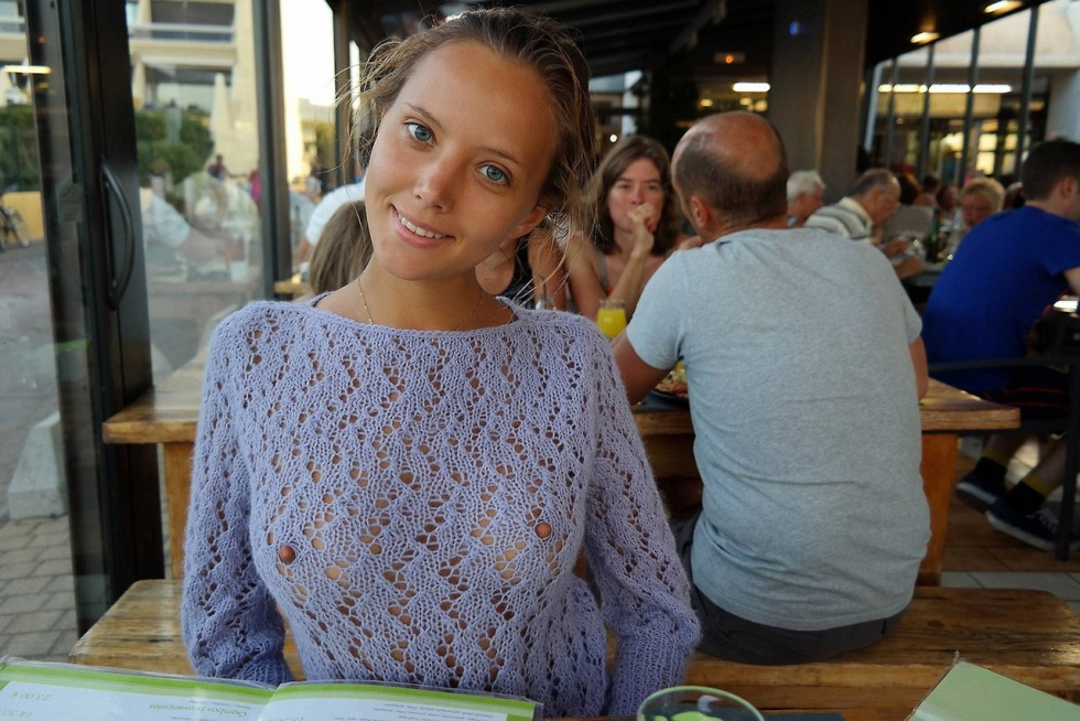 Girl in the office without panties