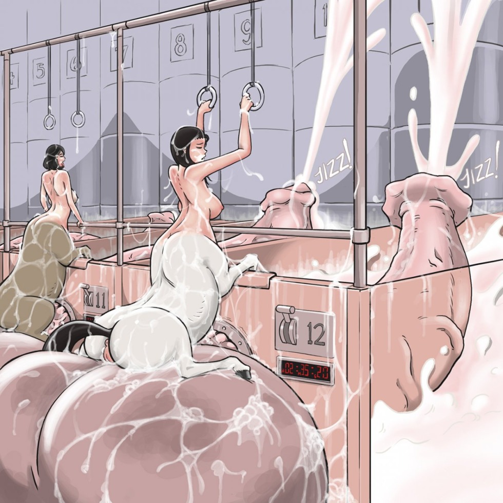 Busty lesbian in the bathroom