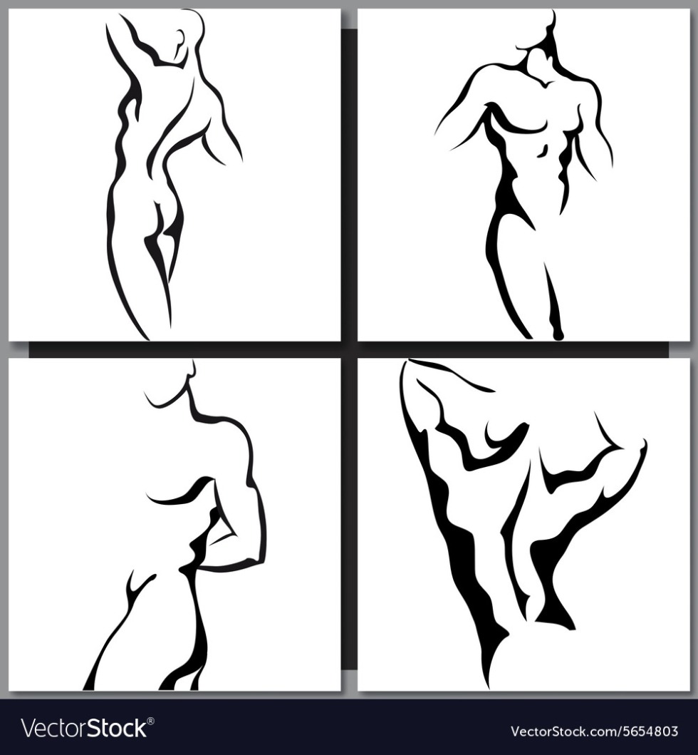 Silhouettes of female and male body