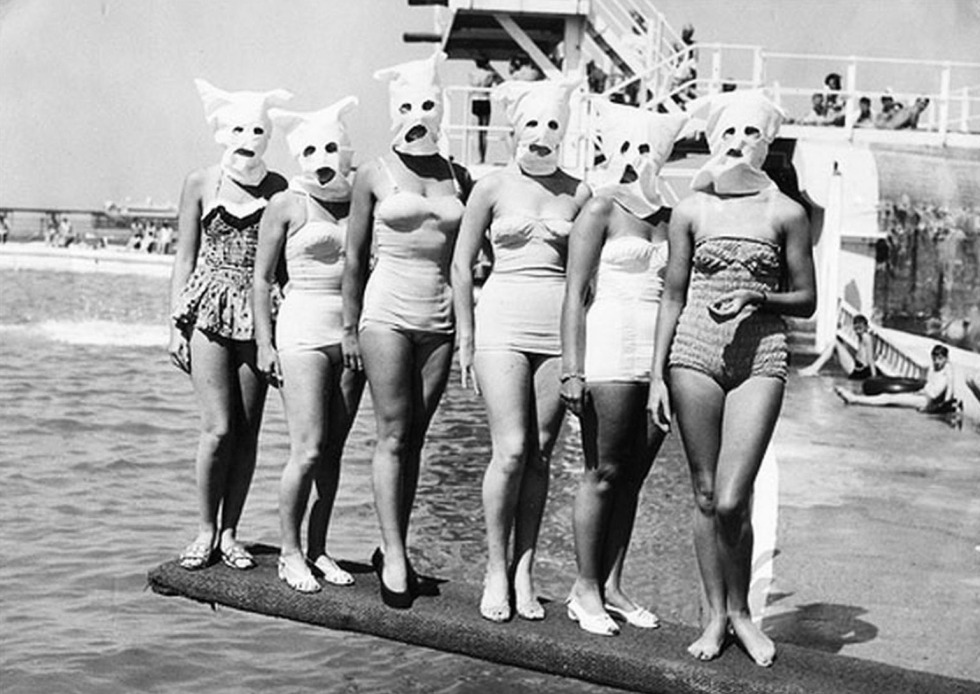 Girls of the last century in swimsuits