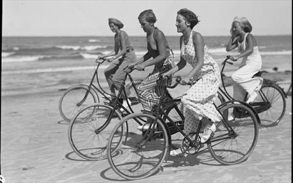 Shaggy women on the beach