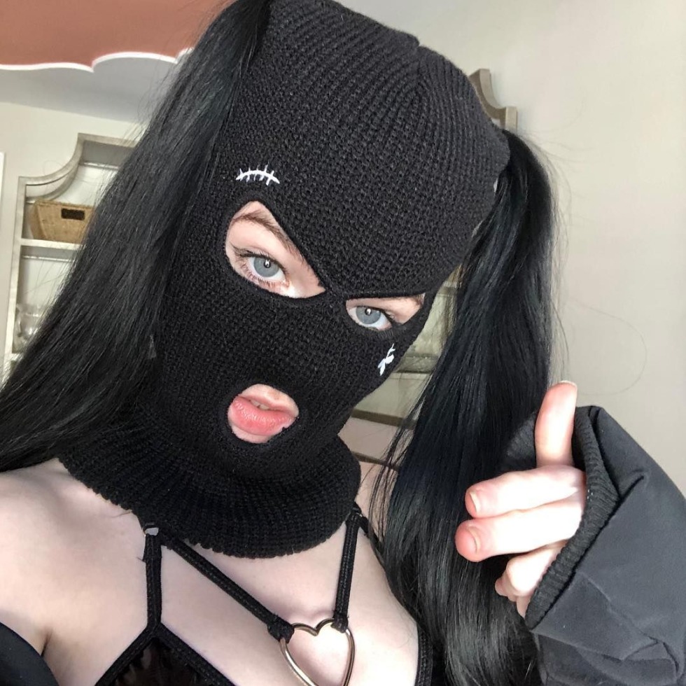 Blonde in a rabbit mask