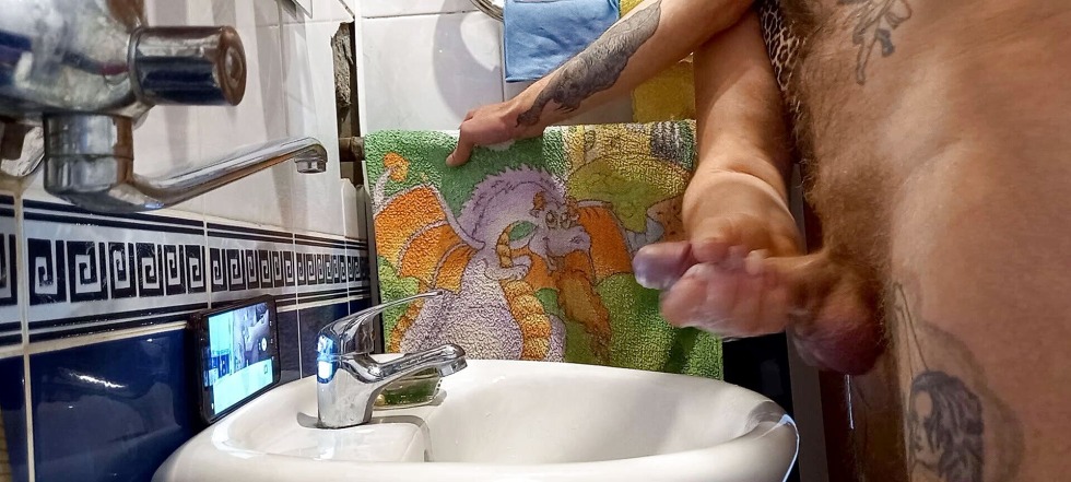 Gay Indian Married Man Jerking in Bathroom