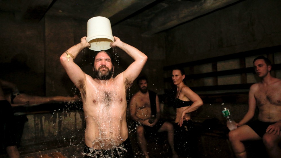 Older people in the bathhouse