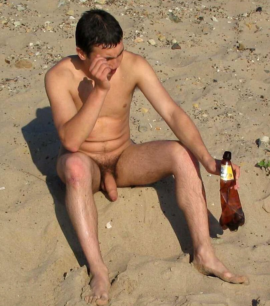 Boy without panties on the beach