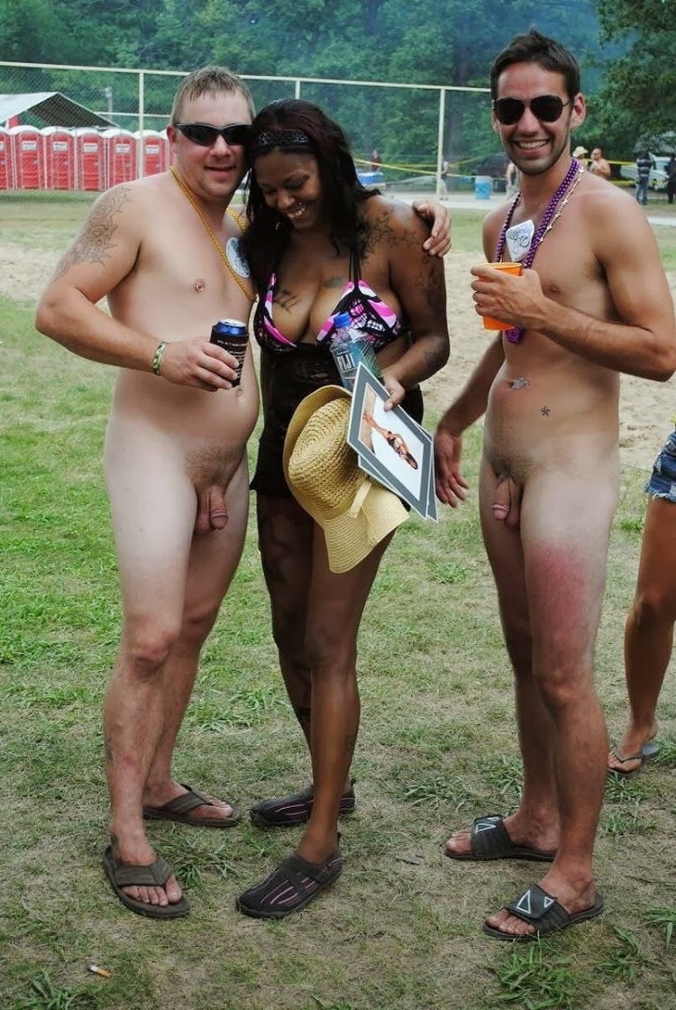 Naked man among women