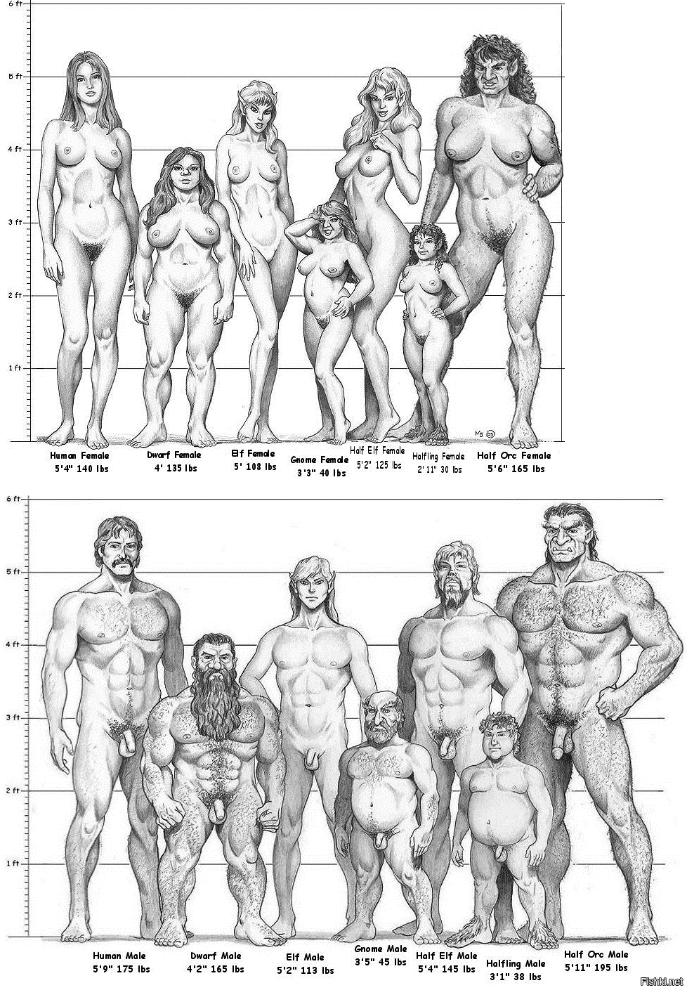Naked men of different races