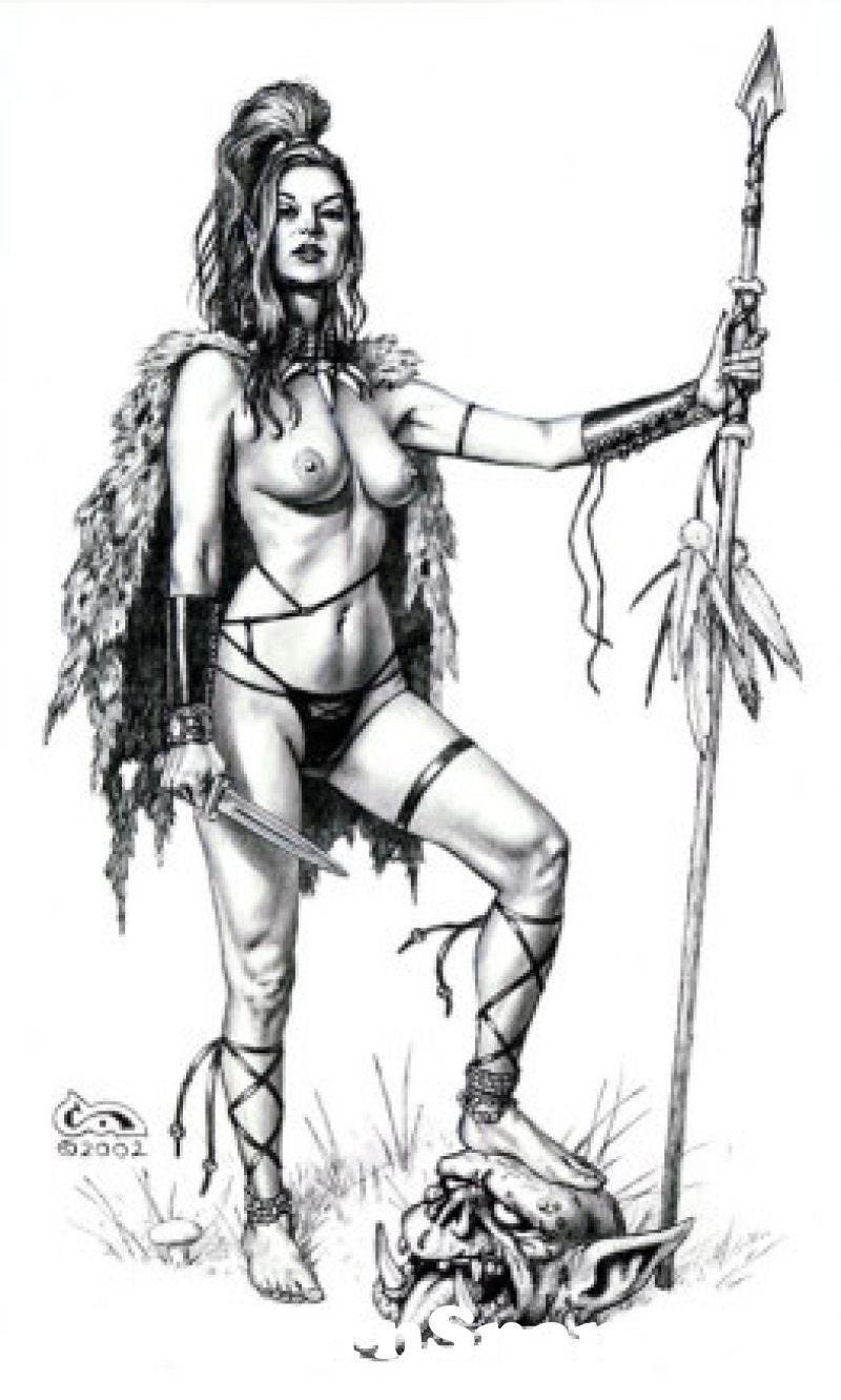 Figure of naked women of warriors