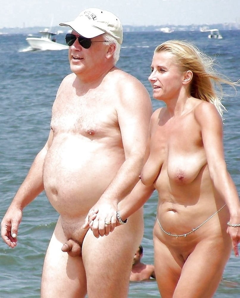 Naked fat pairs on the beach