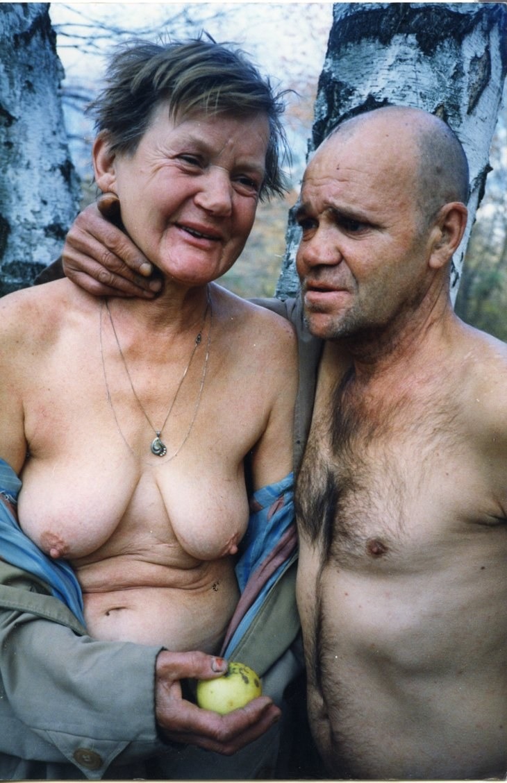 Naked homeless old women