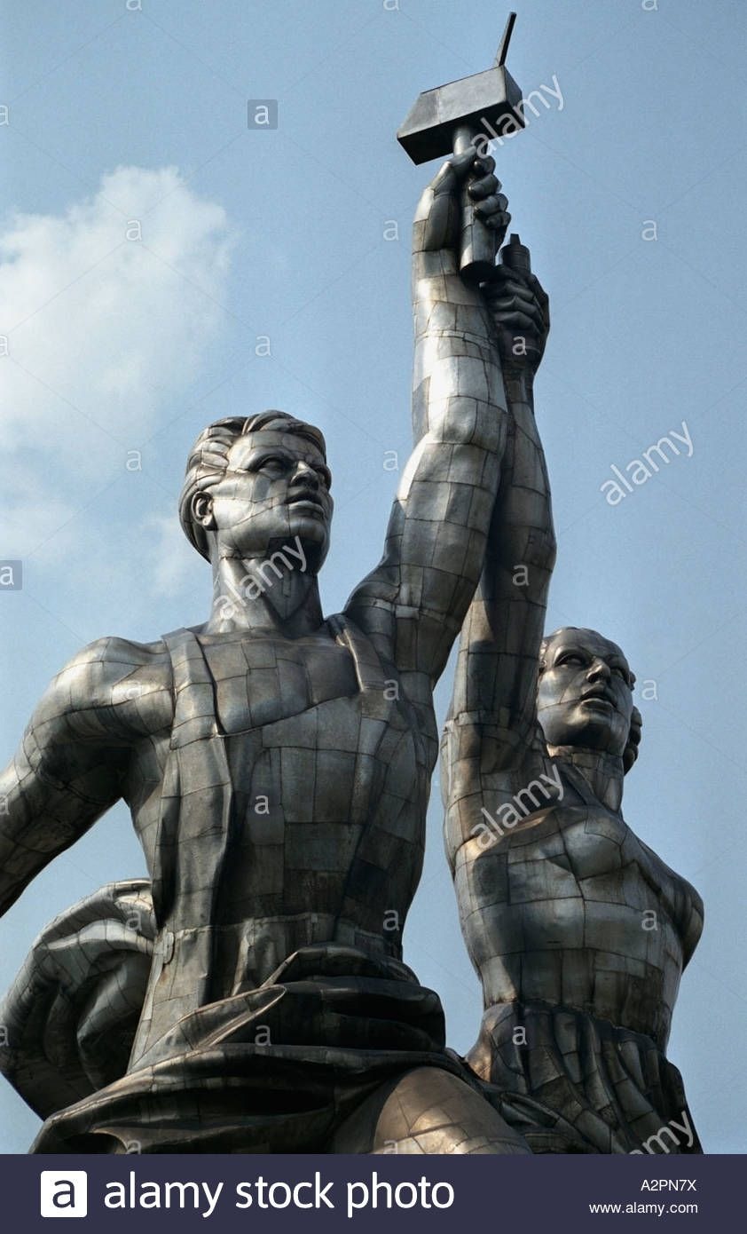 Worker and collective farmer behind