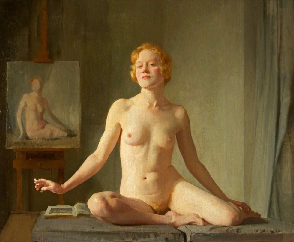 Naked model in painting nude
