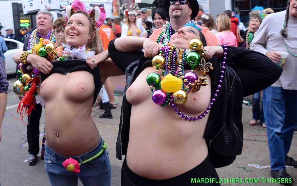 Naked boobs at the parade of the festival