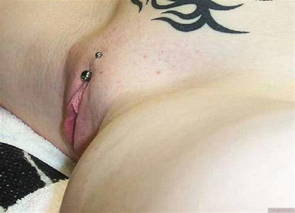 Pussy with piercing in thongs