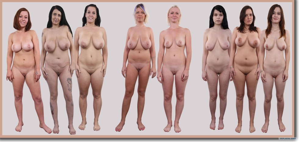 Naked women with different forms of breasts