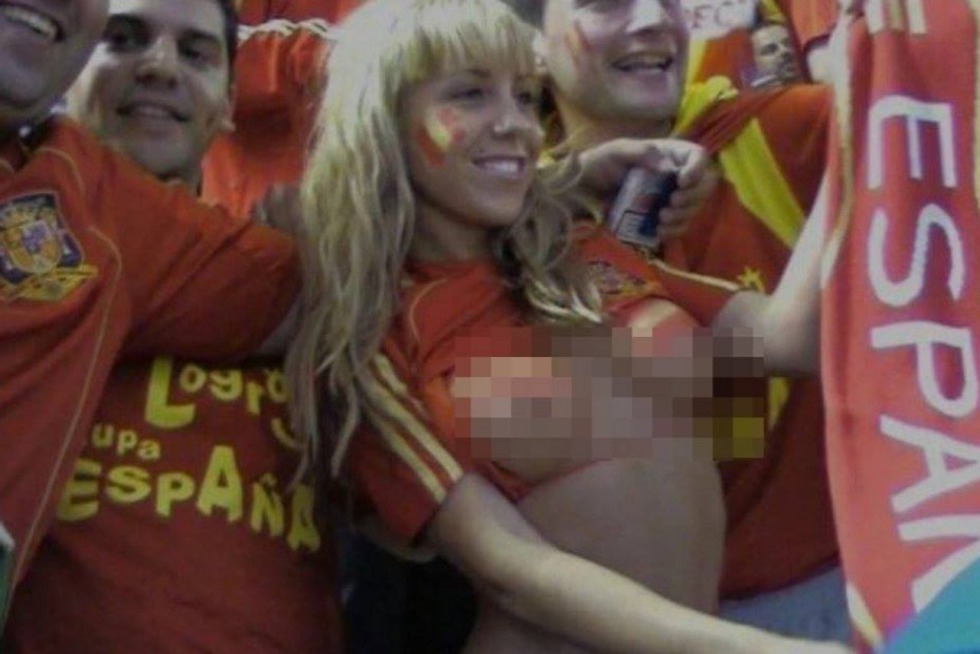 Naked boobs at football matches