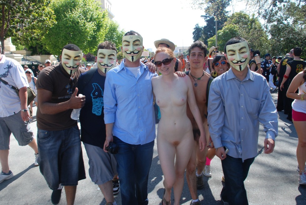 Naked among dressed men