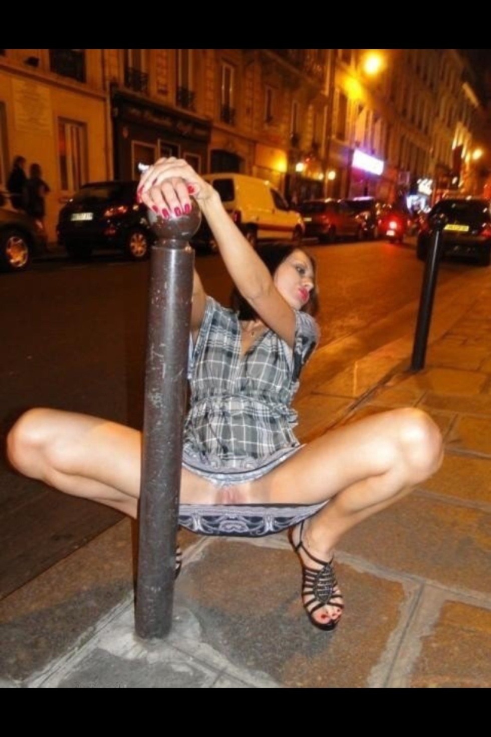 Without panties in a public place