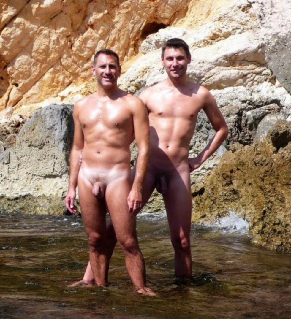 Naked Russian men on the beach