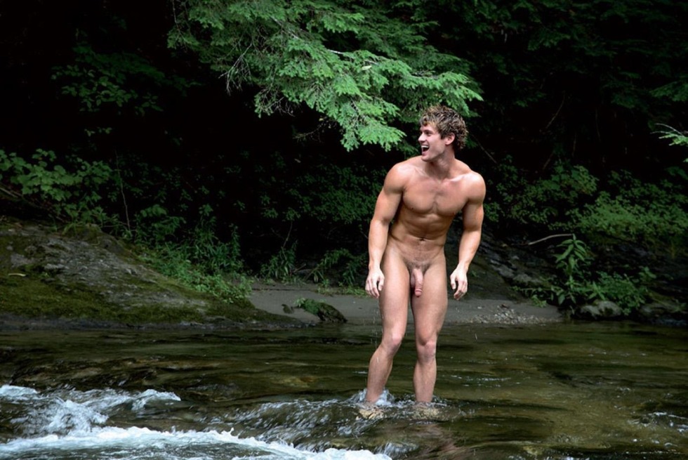 Men naked in nature
