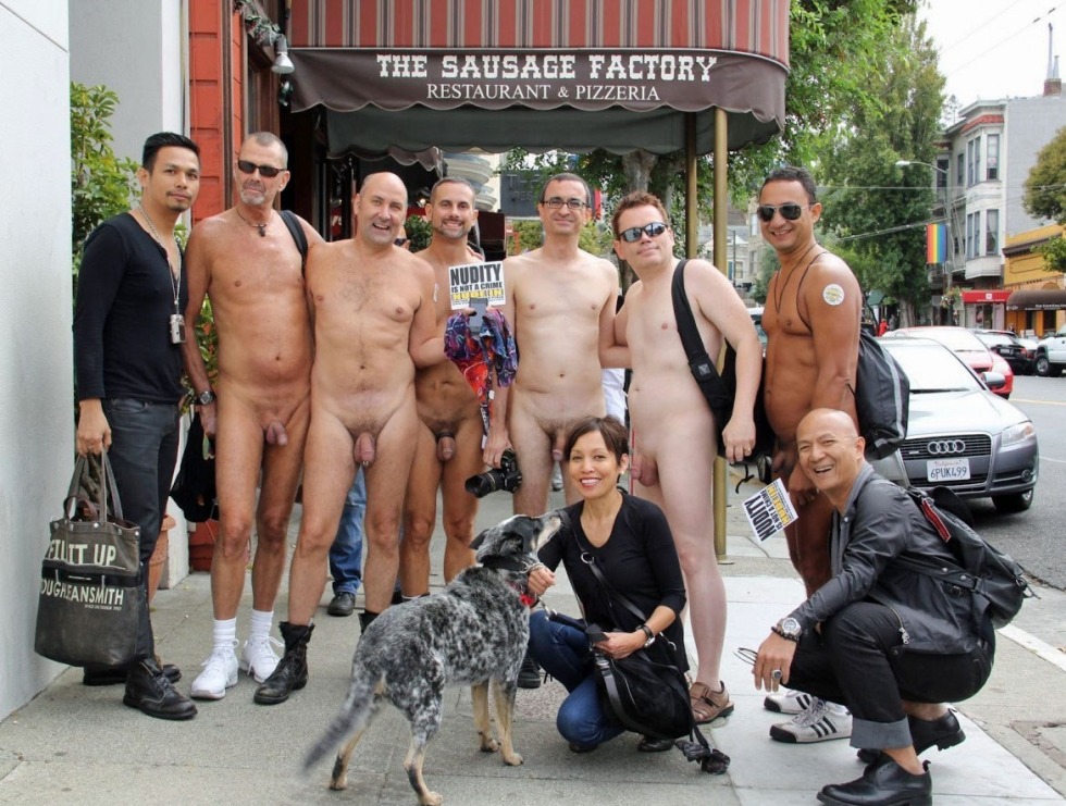 Naked man on the street publicly