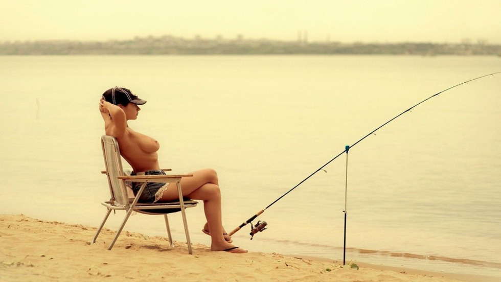 Girls nude fishing