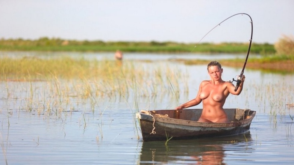 Women fishing naked