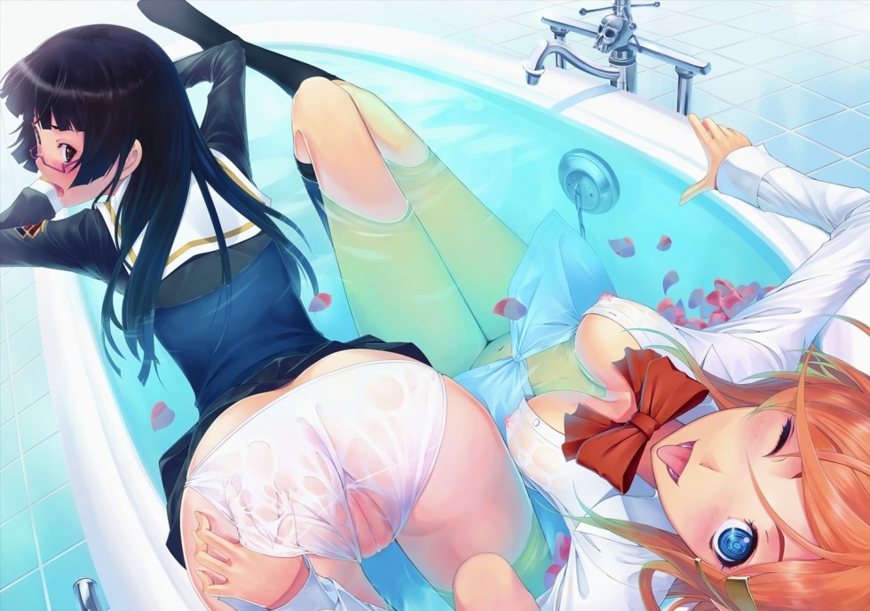 Anime Girls in the bathroom Hentai