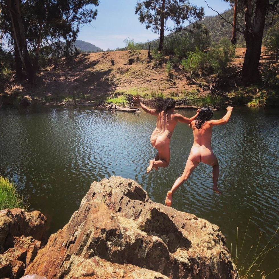 Swim in the sea with naked