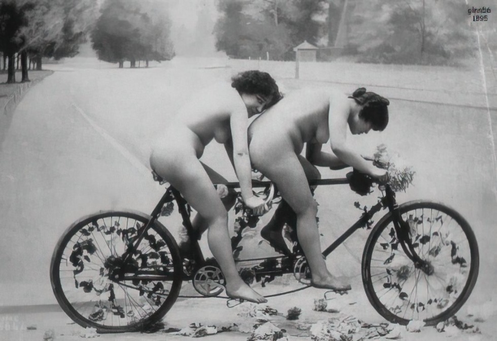 Naked bbw on a bicycle