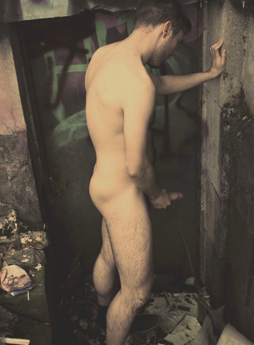 Naked German soldiers swim