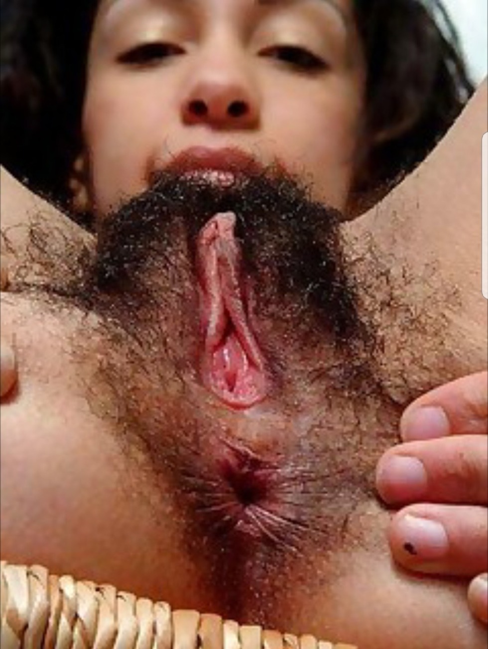 Hairy vagina with black hair