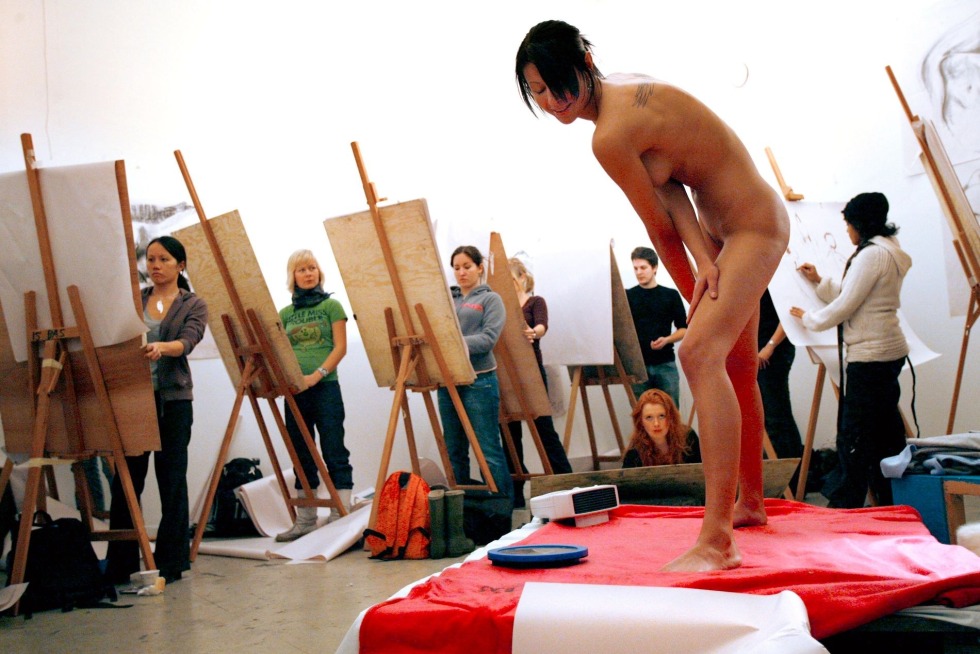Male nude in an art studio