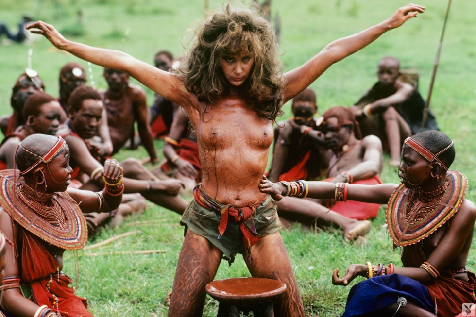 Naked white woman in African tribe