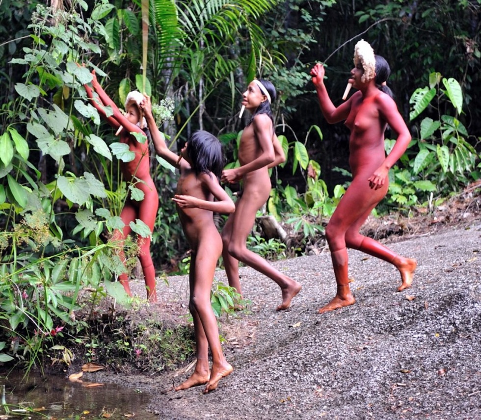 Naked women of the wild tribes of the Amazon