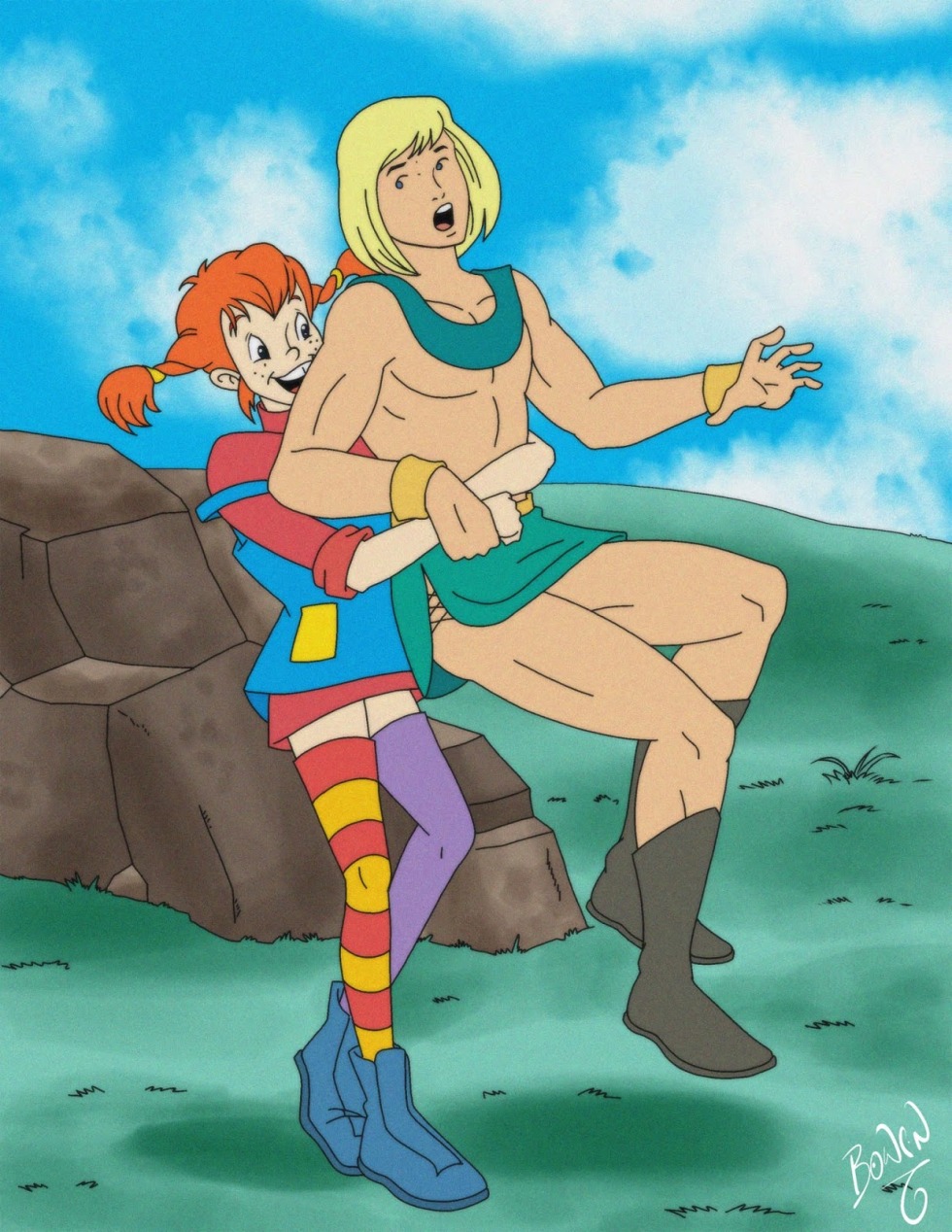 Peppy long stocking naked