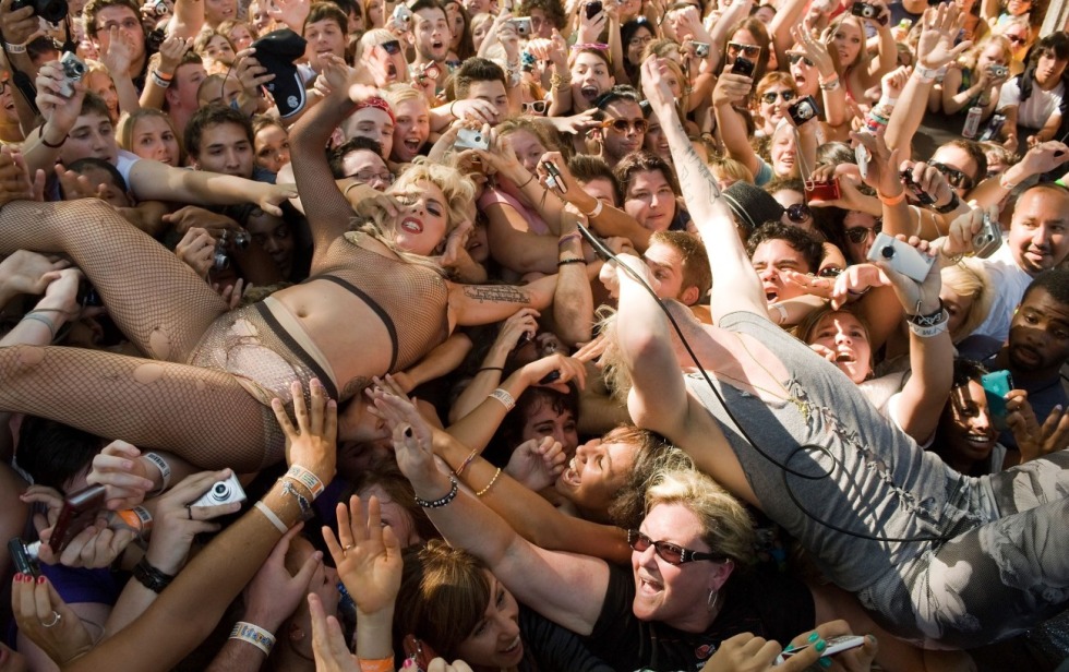 Naked people at rock concert