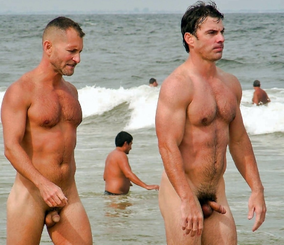 Naked Russian men on the beach